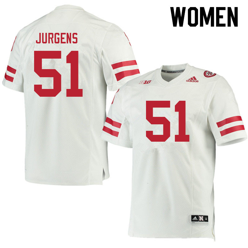 Women #51 Cam Jurgens Nebraska Cornhuskers College Football Jerseys Sale-White - Click Image to Close